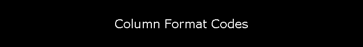 Column Format Codes