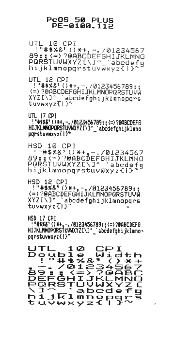 Hex dump test print of ithaca series 50 cash receipt printer