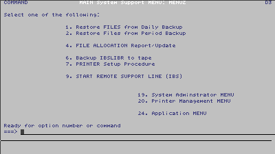 ZU System Support Menu 1997